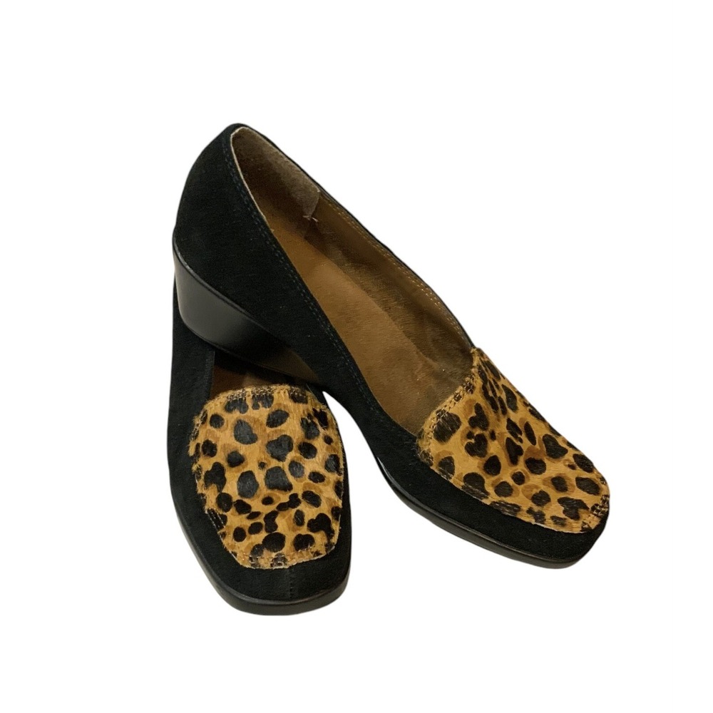 Aerosols Final Exam Loafers Leopard Print Cow Hair W/black Suede Sz 8